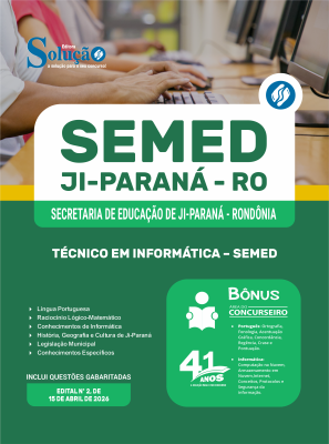 Apostila Prefeitura de Ji-Paraná - RO 2026 - Técnico em Informática - SEMED - Imagem 3