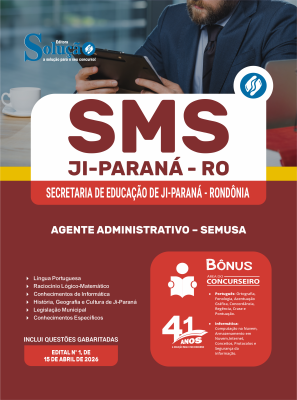 Apostila Prefeitura de Ji-Paraná - RO 2026 - Agente Administrativo - SEMUSA - Imagem 3