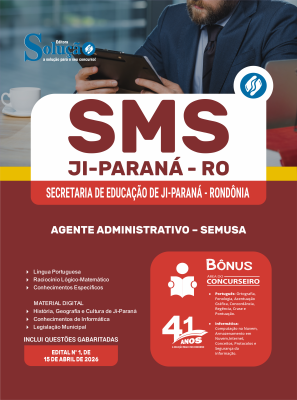 Apostila Prefeitura de Ji-Paraná - RO 2026 - Agente Administrativo - SEMUSA - Imagem 3