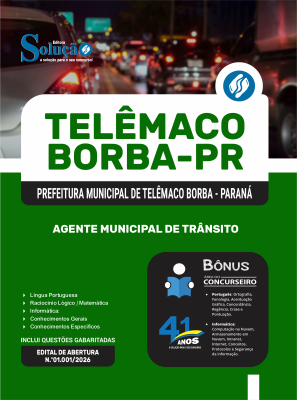 Apostila Prefeitura de Telêmaco Borba - PR 2026 - Agente Municipal de Trânsito - Imagem 3