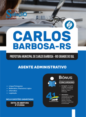 Apostila Prefeitura de Carlos Barbosa-RS 2026 - Agente Administrativo - Imagem 3