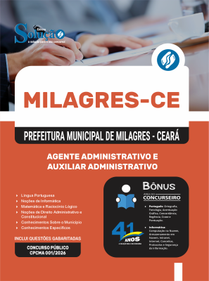 Apostila Prefeitura de Milagres-CE 2026 - Agente Administrativo e Auxiliar Administrativo - Imagem 3
