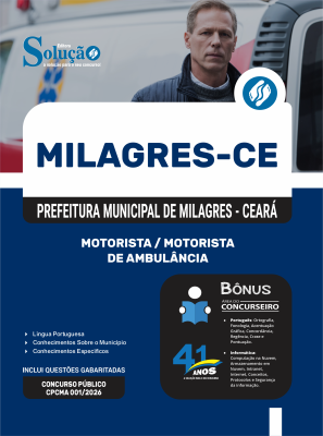 Apostila Prefeitura de Milagres-CE 2026 - Motorista/Motorista de Ambulância - Imagem 3