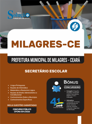 Apostila Prefeitura de Milagres-CE 2026 - Secretário Escolar - Imagem 3