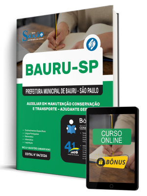 Apostila Prefeitura de Bauru - SP 2026 - Auxiliar em Manutenção Conservação e Transporte - Ajudante Geral - Imagem 1