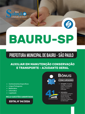 Apostila Prefeitura de Bauru - SP 2026 - Auxiliar em Manutenção Conservação e Transporte - Ajudante Geral - Imagem 3