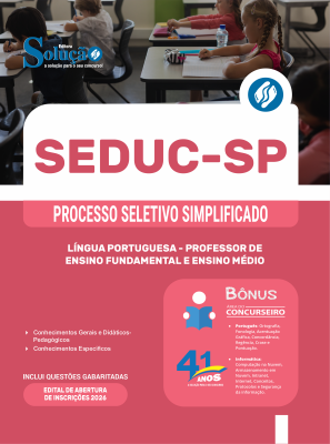 Apostila SEDUC-SP 2026 - Professor de Ensino Fundamental e Ensino Médio - Língua Portuguesa - Imagem 3