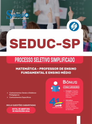 Apostila SEDUC-SP 2026 - Professor de Ensino Fundamental e Ensino Médio - Matemática - Imagem 3