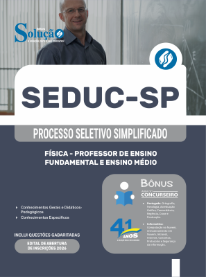 Apostila SEDUC-SP 2026 - Professor de Ensino Fundamental e Ensino Médio - Física - Imagem 3