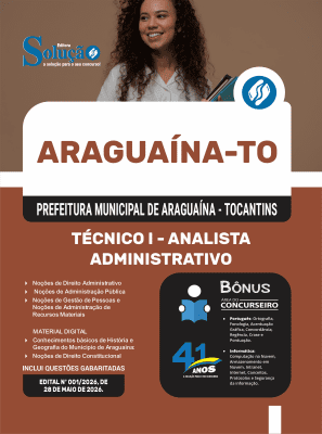 Apostila Prefeitura de Araguaína-TO 2026 - Técnico I - Analista Administrativo - Imagem 3