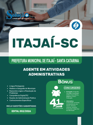 Apostila Prefeitura de Itajaí-SC 2026 - Agente em Atividades Administrativas - Imagem 3