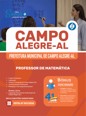 Apostila Prefeitura de Campo Alegre-AL 2026 - Professor de Matemática - Imagem 3