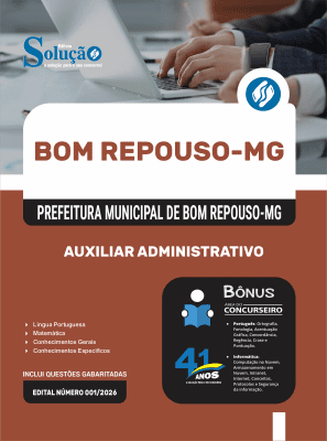 Apostila Prefeitura de Bom Repouso - MG 2026 - Auxiliar Administrativo - Imagem 3