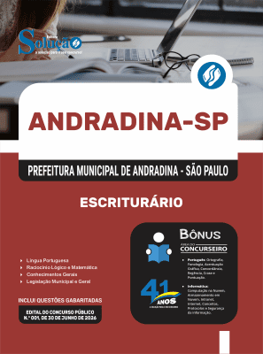 Apostila Prefeitura de Andradina-SP 2026 - Escriturário - Imagem 3