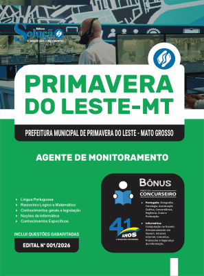 Apostila Prefeitura de Primavera do Leste-MT 2026 - Agente de Monitoramento - Imagem 3