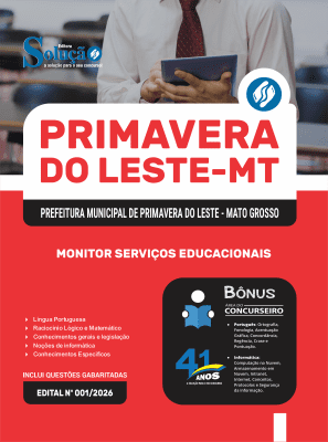 Apostila Prefeitura de Primavera do Leste-MT 2026 - Monitor Serviços Educacionais - Imagem 3