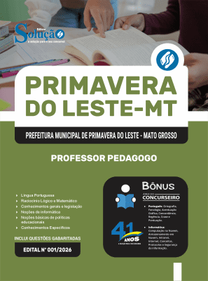 Apostila Prefeitura de Primavera do Leste-MT 2026 - Professor Pedagogo - Imagem 3