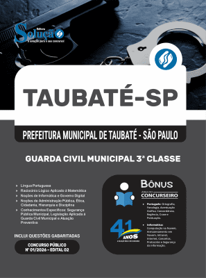 Apostila Prefeitura de Taubaté-SP 2026 - Guarda Civil Municipal 3ª Classe - Imagem 3