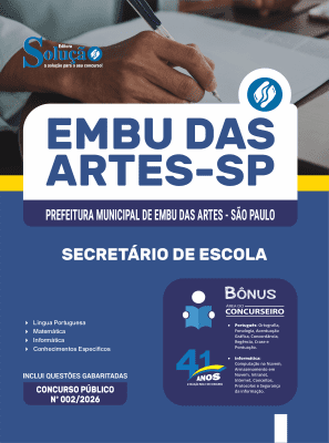 Apostila Prefeitura de Embu das Artes-SP 2026 - Secretário de Escola - Imagem 3