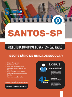 Apostila Prefeitura de Santos - SP 2026 - Secretário de Unidade Escolar - Imagem 3