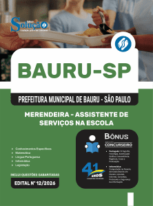 Apostila Prefeitura de Bauru-SP 2026 - Assistente de Serviços na Escola - Merendeira - Imagem 3