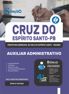 Apostila Prefeitura de Cruz do Espírito Santo-PB 2026 - Auxiliar Administrativo - Imagem 3