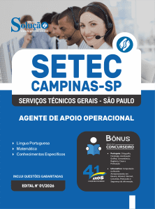 Apostila SETEC Campinas-SP 2026 - Agente de Apoio Operacional - Imagem 3