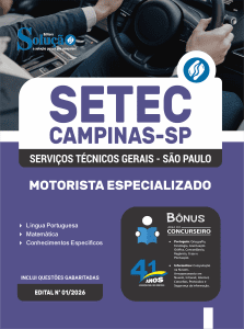 Apostila SETEC Campinas-SP 2026 - Motorista Especializado - Imagem 3