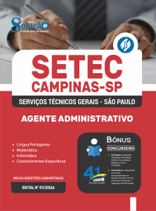 Apostila SETEC Campinas-SP 2026 - Agente Administrativo - Imagem 3