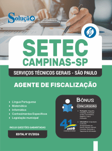 Apostila SETEC Campinas-SP 2026 - Agente de Fiscalização - Imagem 3