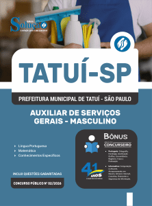 Apostila Prefeitura de Tatuí-SP 2026 - Auxiliar de Serviços Gerais - Masculino - Imagem 3