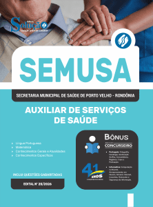Apostila SEMUSA Porto Velho-RO 2026 - Auxiliar de Serviços de Saúde - Imagem 3