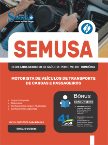 Apostila SEMUSA Porto Velho-RO 2026 - Motorista de Veículos de Transporte de Cargas e Passageiros - Imagem 3