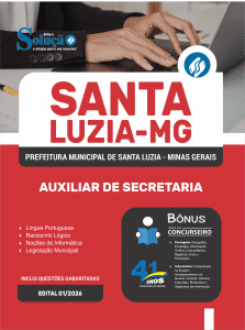 Apostila Prefeitura de Santa Luzia-MG 2026 - Auxiliar de Secretaria - Imagem 3