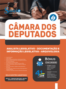 Apostila Câmara dos Deputados 2026 - Analista Legislativo - Especialidade: Documentação e Informação Legislativa - Área: Arquivologia - Imagem 3