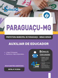 Apostila Prefeitura de Paraguaçu-MG 2026 - Auxiliar de Educador - Imagem 3