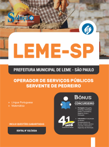 Apostila Prefeitura de Leme-SP 2026 - Operador de Serviços Públicos - Servente de Pedreiro - Imagem 3
