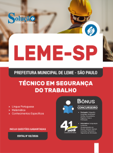 Apostila Prefeitura de Leme-SP 2026 - Técnico em Segurança do Trabalho - Imagem 3